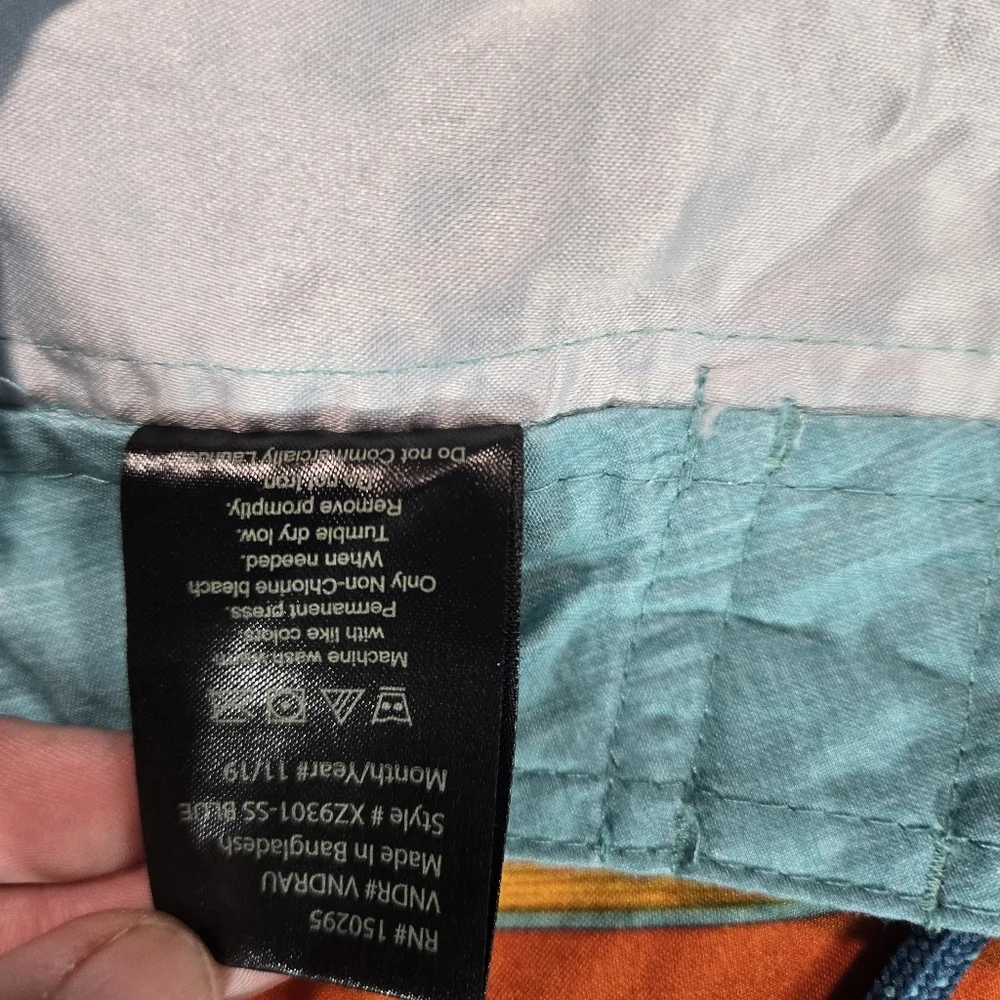Surf Style Men Sz 32 Drawstring Waist Swim Shorts Trunks Sunset Design EUC Beach
